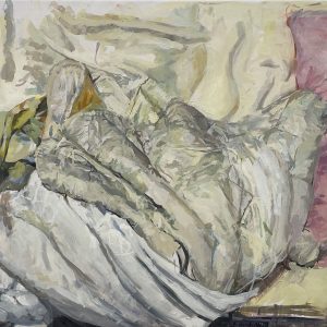 Bed, 2021 Egg tempera on canvas, 80 x 60 cm