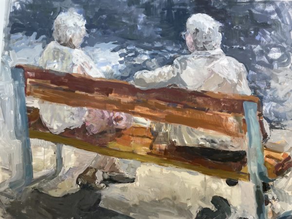 Two friends, 2021 Egg tempera and acrlylics on canvas , 155 x 115cm