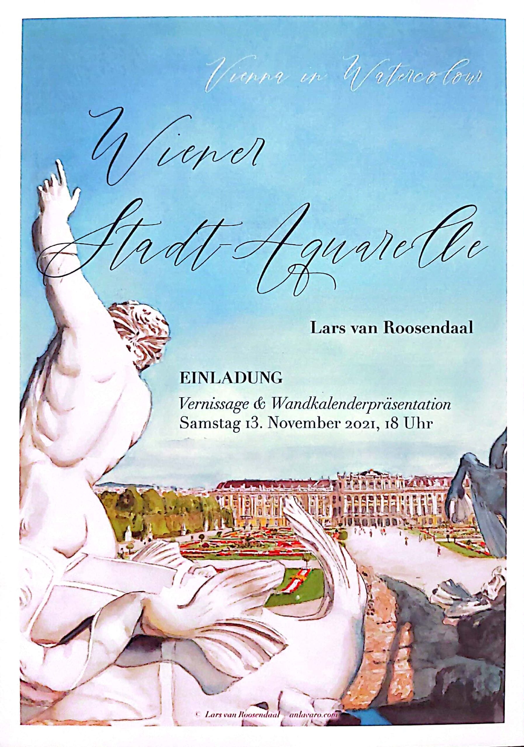Flyer der Ausstellung Wiener Stadt Aquarelle